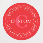 Elegante circulaire tekst Sjabloon Bewerkbaar Rood Labels (Design 1)