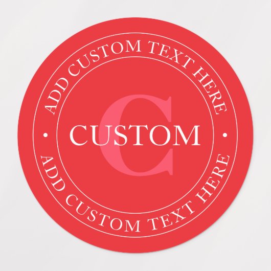 Elegante circulaire tekst Sjabloon Bewerkbaar Rood Labels (Design 1)