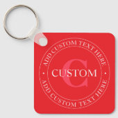 Elegante circulaire tekst Sjabloon Bewerkbaar Rood Sleutelhanger (Voorkant)