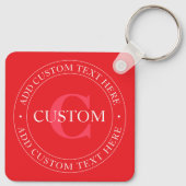 Elegante circulaire tekst Sjabloon Bewerkbaar Rood Sleutelhanger (Achterkant)