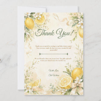 Elegante citroen botanische babyshower bedankkaart