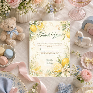 Elegante citroen botanische babyshower bedankkaart