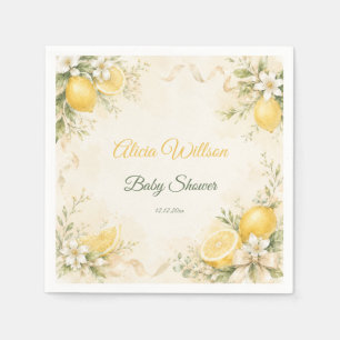 Elegante citroen botanische babyshower servet