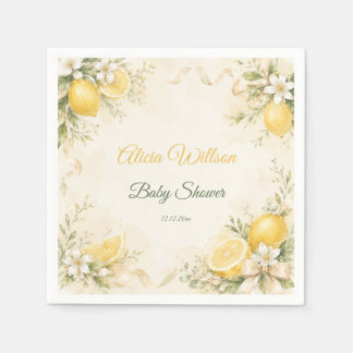 Elegante citroen botanische babyshower servet