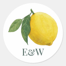 Elegante citroen botanische bruiloft ronde sticker