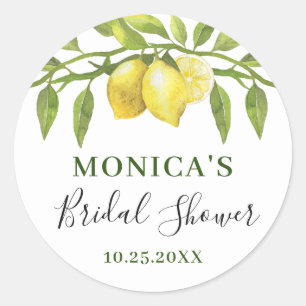 Elegante citroenen waterverf groen BRUIDSSUITE Ronde Sticker