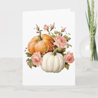 Élégante citrouille d'automne et carte de vœux flo