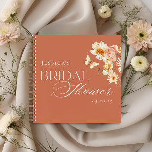 Elegante Citrus Bloemachtige Bruiloftsshower Gast Notitieboek