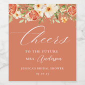 Elegante Citrus Bloemige Bruiloftsborrel Wijn Etiket (Enkel label)