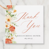 Elegante Citrus Bloemige Bruiloftsdankjewel Bedankjes Labels (Voorkant)