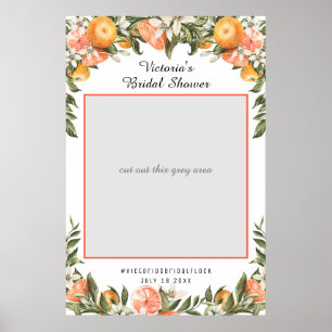 Elegante citrus botanische bruiloftsshower fotorek poster