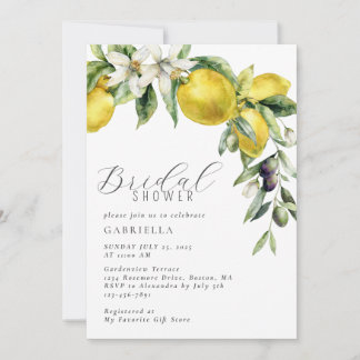 Elegante Citrus Citroen Bruiloftsborrel Kaart