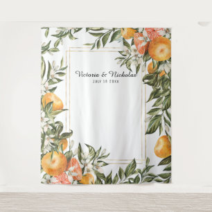 Elegante Citrus Trouwfotocabine Achtergrond Wandkleed