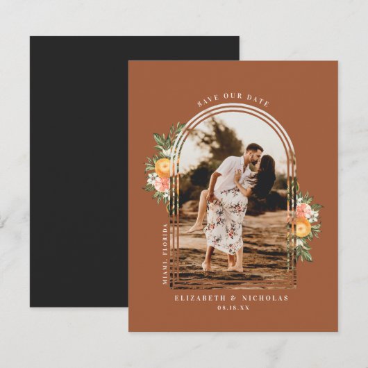 Elegante citrusboomgaard | Boho bewaar de datum (Voorkant / Achterkant)