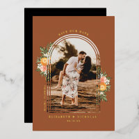 Elegante citrusboomgaard | Boho Save the Date-foto