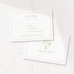 Elegante Citrusgroene Dubbel Kader Trouw RSVP Kaar Kaartje