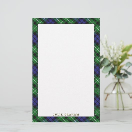 Elegante Clan Graham Tartan Plaid Briefpapier (Staand voorkant)