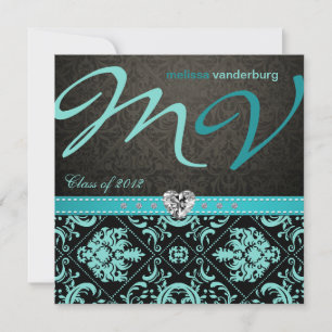 Élégante classe bleue Aqua de Invitations diplômés