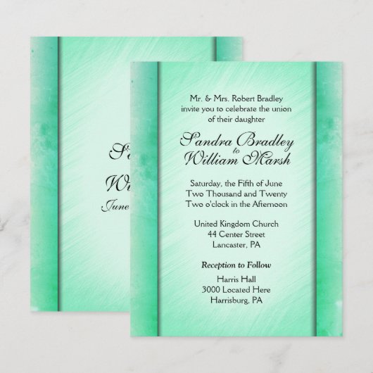 Élégante Classe Green Wedding Invitations (Devant / Derrière)
