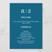 Elegante Classic Blue Monogram Wedding Program Kaa Programma (Voorkant)