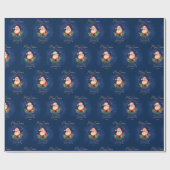 Elegante Classic Blue Santa Claus Christmas Cadeaupapier (Vlak)