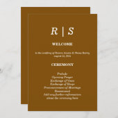 Elegante Classic Brow Monogram Trouwprogramma Kaar Programma (Voorkant / Achterkant)