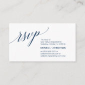 Elegante Classic minimal, Navy Blue Script, RSVP Informatiekaartje (Voorkant)