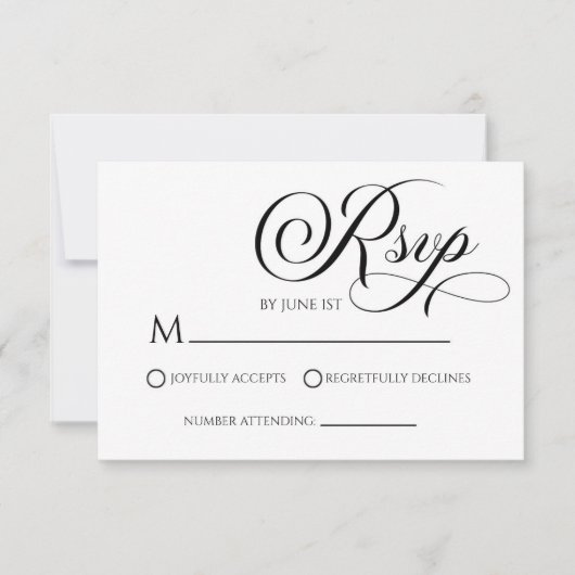 Elegante Classic Minimalistische Wedding RSVP Kaar (Voorkant)