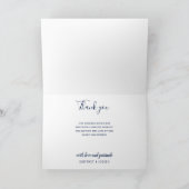 Elegante Classic Navy 2 foto collage bruiloft Bedankkaart (Binnen)