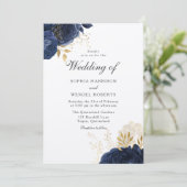 Elegante Classic Navy Rozen bruiloft Kaart (Staand voorkant)