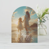 Elegante Classic Photo Christmas Holiday Arch Kaar Kaart (Staand voorkant)