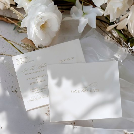 Elegante Classic White Save the Date Wedding Briefkaart
