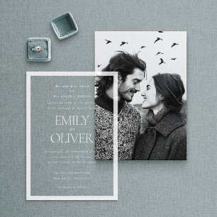 Elegante Classic Witte Lijst Witte Overlay Wedding Acryl Uitnodigingen