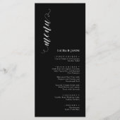 Elegante Classic Zwart-Wit Wedding Menu Kaarten (Voorkant)
