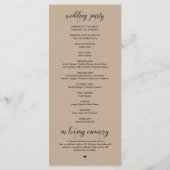 Elegante Classy Brown Rustic Kraft huwelijksceremo Programma (Achterkant)