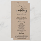 Elegante Classy Brown Rustic Kraft huwelijksceremo Programma (Voorkant / Achterkant)