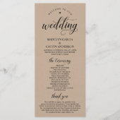 Elegante Classy Brown Rustic Kraft huwelijksceremo Programma (Voorkant)