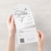 Elegante Classy Calligraphy Trouwen Zwart & Wit All In One Uitnodiging (Afscheurbaar)