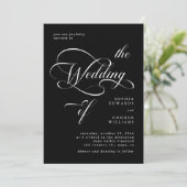 Elegante Classy Calligraphy Wedding Black Kaart (Staand voorkant)