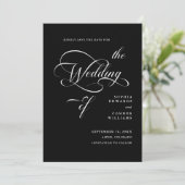 Elegante Classy Calligraphy Wedding Black Save The Date (Staand voorkant)