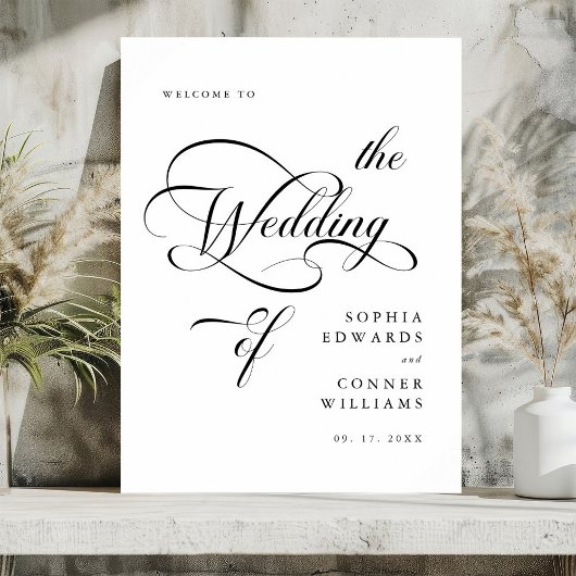 Elegante Classy Calligraphy Wedding Welcome Sign Poster