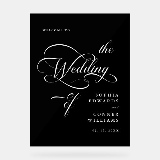 Elegante Classy Calligraphy Wedding Welkom Frosted Acryl Bord (Voorkant)