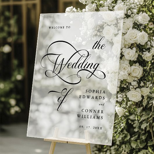 Elegante Classy Calligraphy Wedding Welkom Frosted Acryl Bord