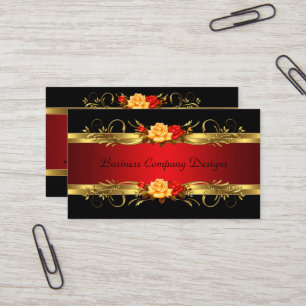 Elegante Classy Gold Black Red Roses Visitekaartje