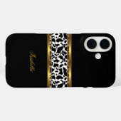Elegante Classy Gold Black White Koe Case-Mate iPhone Case (Achterkant (horizontaal))