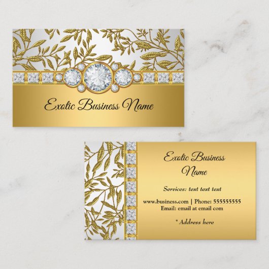 Elegante Classy Gold Damask Bloemenwit Visitekaartje (Voorkant / Achterkant)