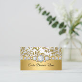 Elegante Classy Gold Damask Bloemenwit Visitekaartje (Staand voorkant)