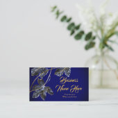 Elegante Classy Navy Blue Gold Leaf Visitekaartje (Staand voorkant)
