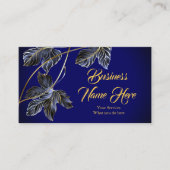 Elegante Classy Navy Blue Gold Leaf Visitekaartje (Voorkant)