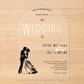 Elegante Classy paar dansen bruiloft Acryl Uitnodigingen (Voorkant)